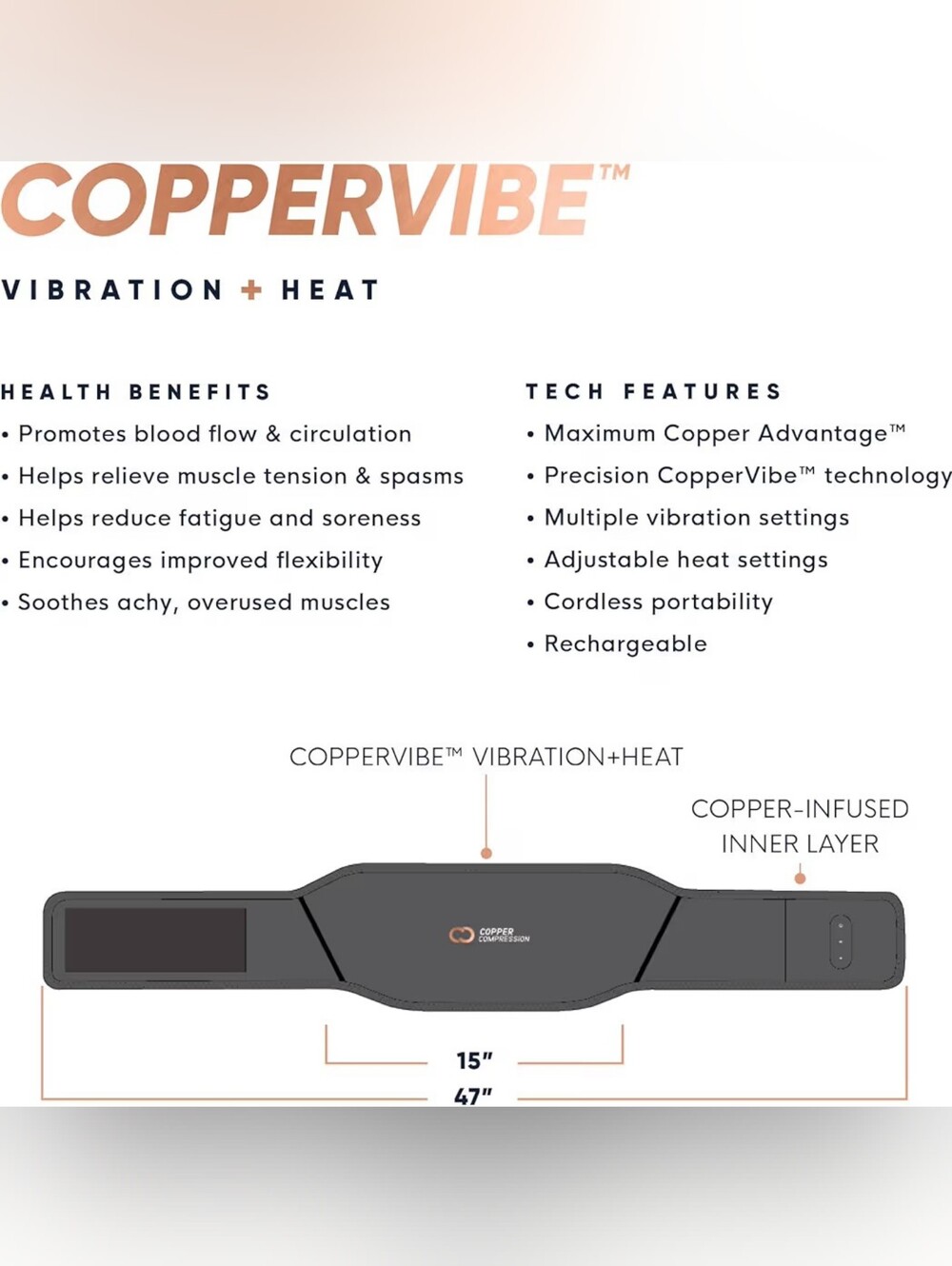 Copper Compression CopperVibe Back Wrap - Picture 6 of 6